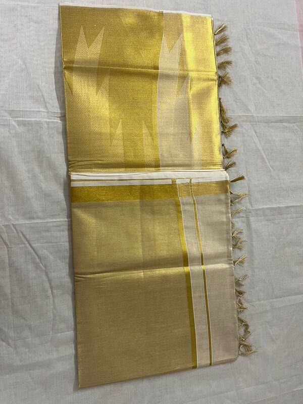 Powerloom Tissue saree with big temple border Powerloom Tissue saree with big temple border