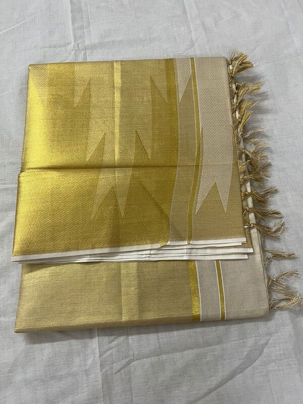 Powerloom Tissue saree with big temple border Powerloom Tissue saree with big temple border