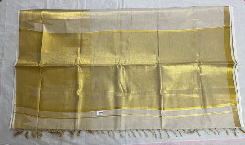 Powerloom Tissue saree with big temple border Powerloom Tissue saree with big temple border