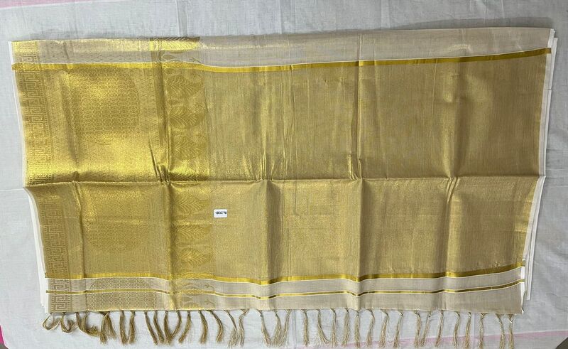 Powerloom Tissue saree with big temple border Powerloom Tissue saree with big temple border