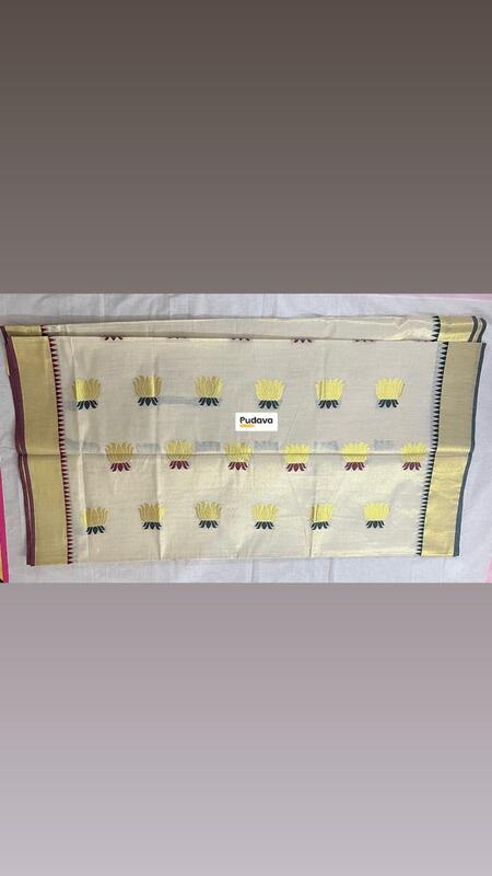 Tissue saree with Lotus Design Tissue saree with Lotus Design